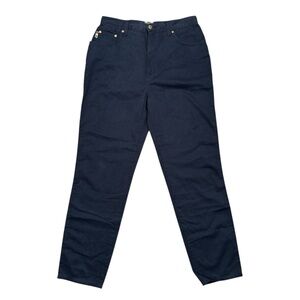 Vintage 90s Moschino Peace Sign Logo Made in Italy Blue Tapered Pants Mens 32